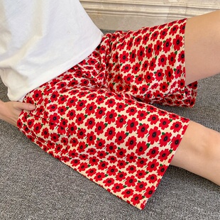 夏季人造棉短裤女士宽松清凉透气棉绸睡裤加肥加大薄款绵绸家居裤