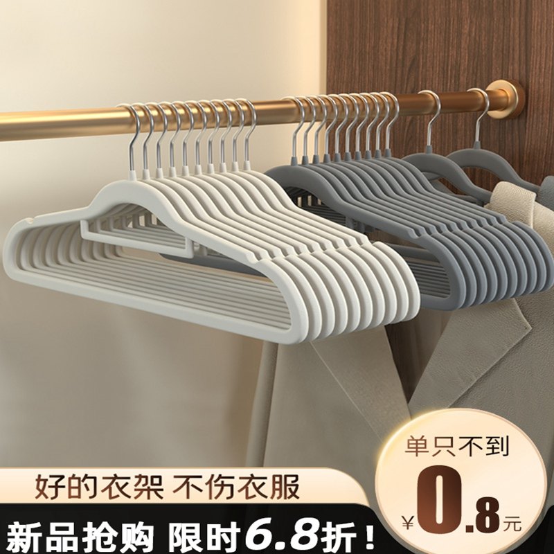 透光植绒衣架家用挂衣防滑肩无痕干湿两用衣柜收纳整理师专用衣挂图片