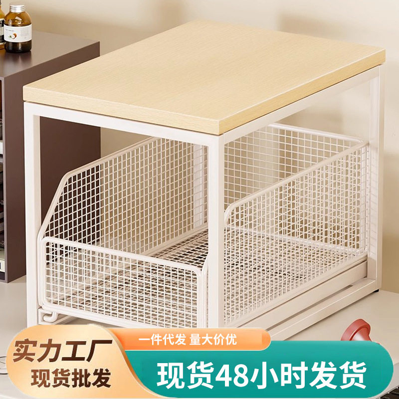 打印机置物架多功能工位桌上抽屉收纳架办公室双层复印机放置架子