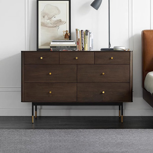 复古意式极简北美黄杨木七斗柜客厅实木设计师款储物柜抽屉收纳柜