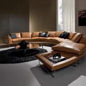 意式 现代简约半弧形组合多人别墅区样板房售楼部酒店写字楼沙发