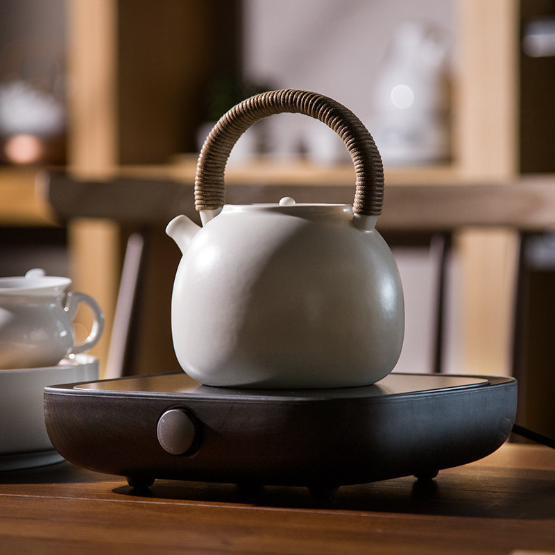 耐高温苏打白釉青釉煮水壶煮茶壶耐热提梁陶壶  煮茶炉三界电陶炉