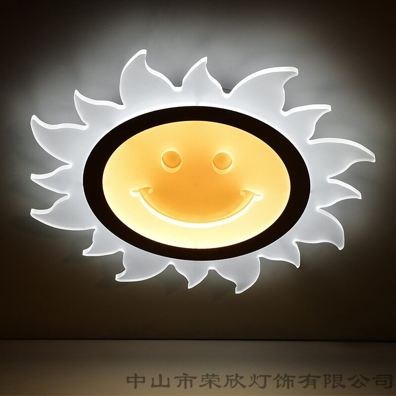 新款儿童卧室吸顶灯 超薄客厅卧室灯饰花形笑脸房间儿童LED灯具