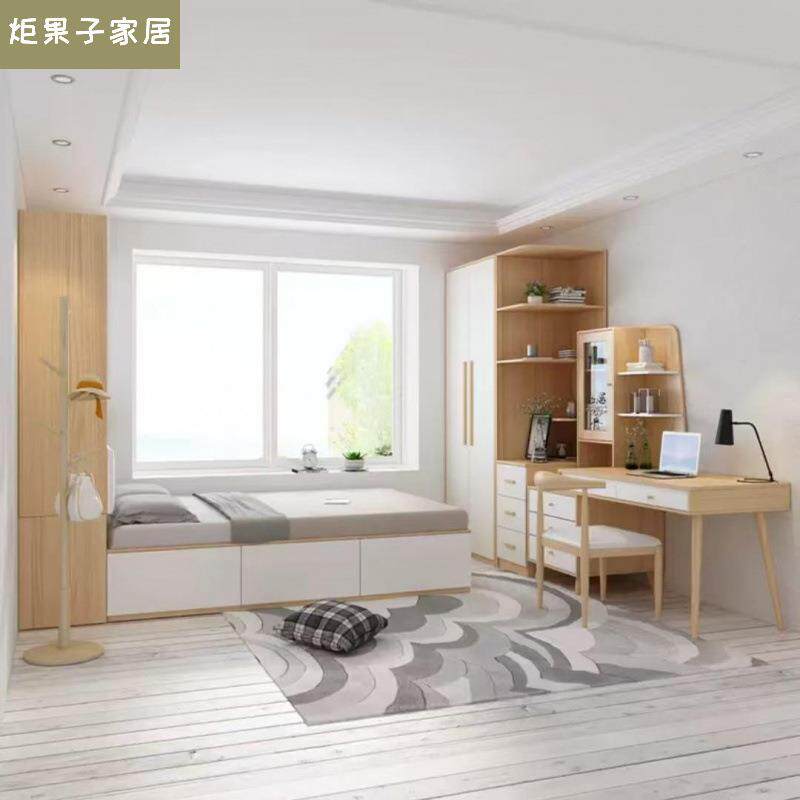 榻榻米床衣柜一体组合多功能小户型高箱储物双人床卧室板式床