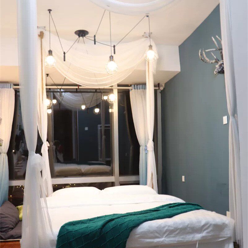 美式工业风LOFT北欧复古网咖设计师创意个性天女散花小铁笼吊灯