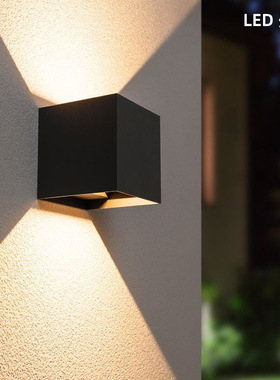 户外Led壁灯现代简约防雨酒店别墅庭院阳台客厅走廊方形墙壁灯