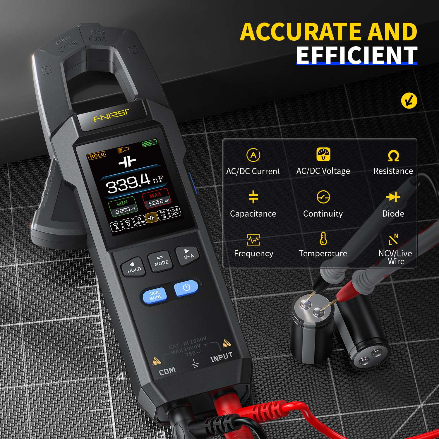 FNIRSI DMC-100 Digital Clamp Meter Multimeter 钳形表万用表