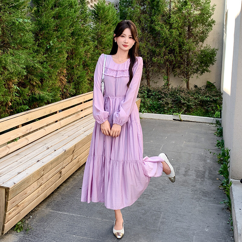 女装/女士精品连衣裙2024年秋季其他/other18-39周岁元宝领中国长