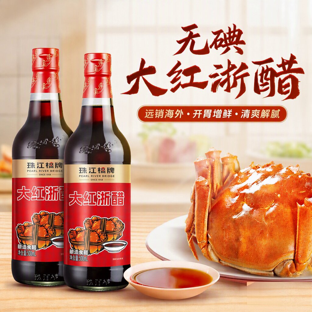 无碘浙江红醋吃螃蟹醋未加碘盐家用酿造大红浙醋食用罗卜泡菜专用