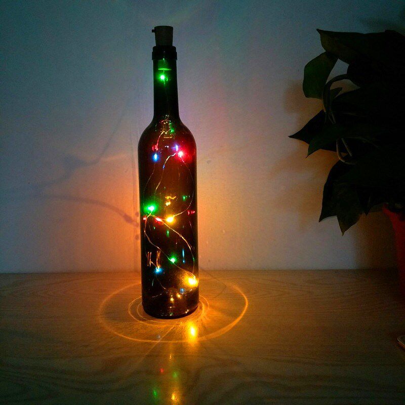 速发发光红酒瓶许愿瓶幸运星灯流瓶子饰吧装酒简约彩色玻璃瓶瓶塞