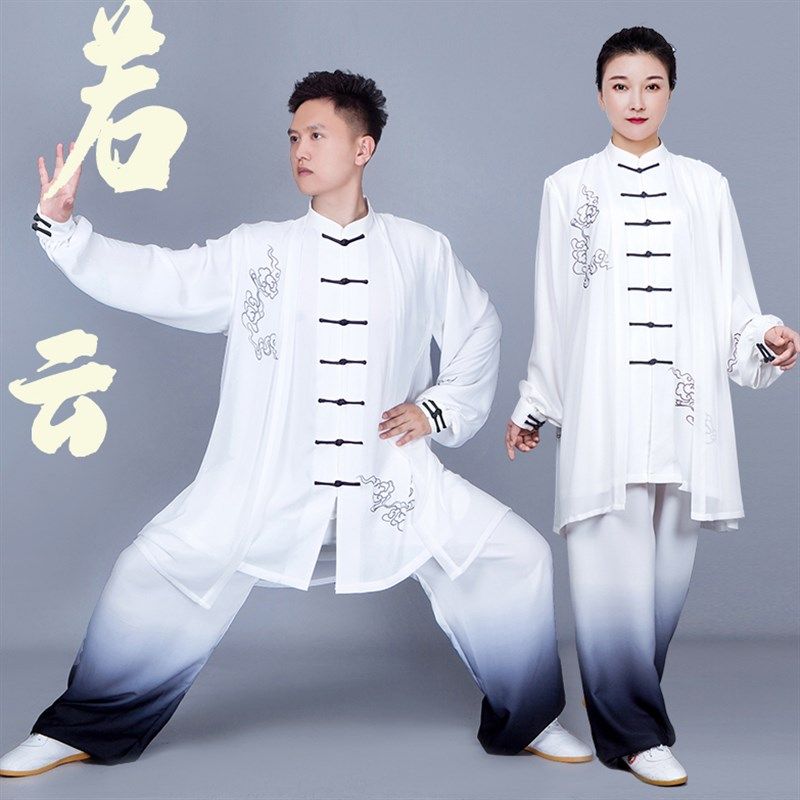 速发太极演新款飘逸披纱比表赛服太极拳练功服男服装中长款图片