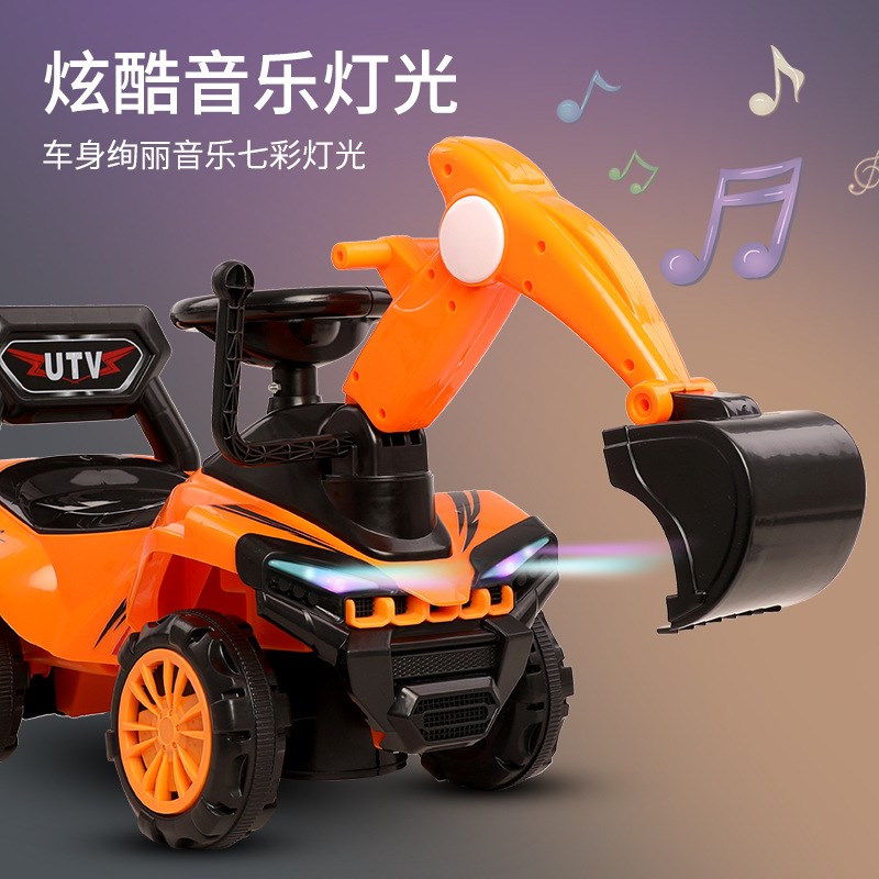 速发儿童挖掘机可行宝宝滑坐车四轮挖钩机机户外推土大号工程车可