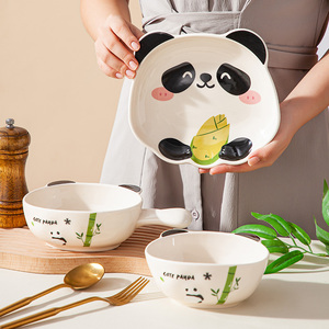 速发熊猫小爱陶瓷吃饭碗奶用2025新款餐具酸家早餐儿童可碗盘个人