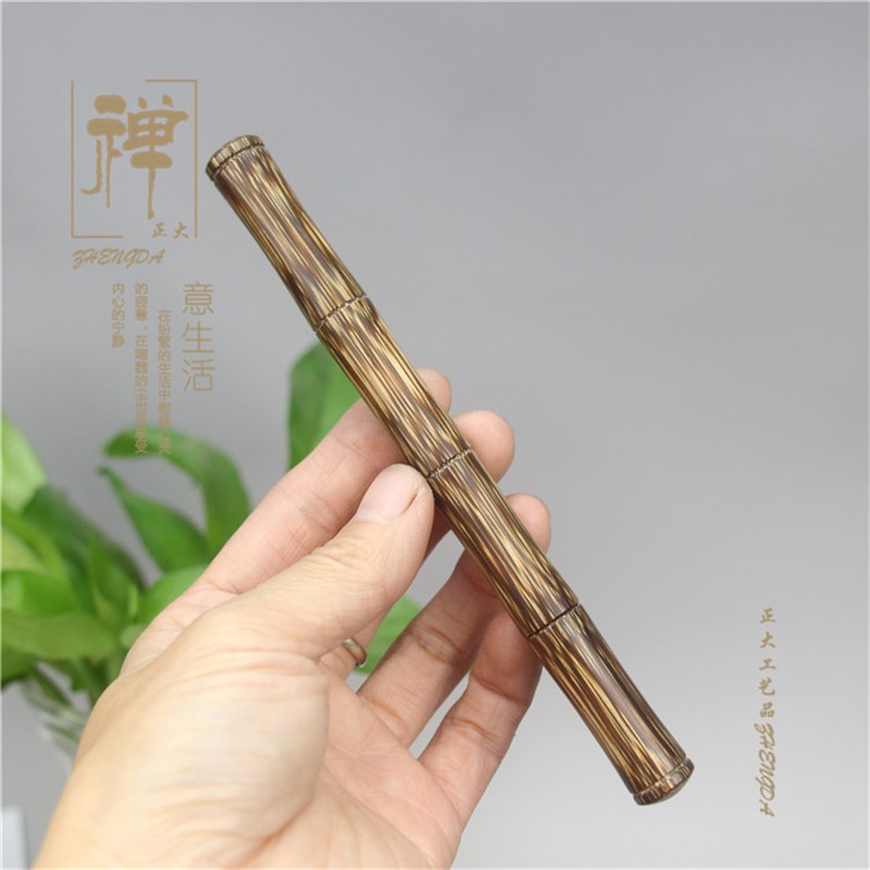 速发 创字金丝竹竹节笔性笔 黄铜水性笔商务签意中竹质笔高端