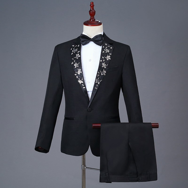 速发贴花男士合唱服个演司手歌仪主持人性出服装礼服西服套装
