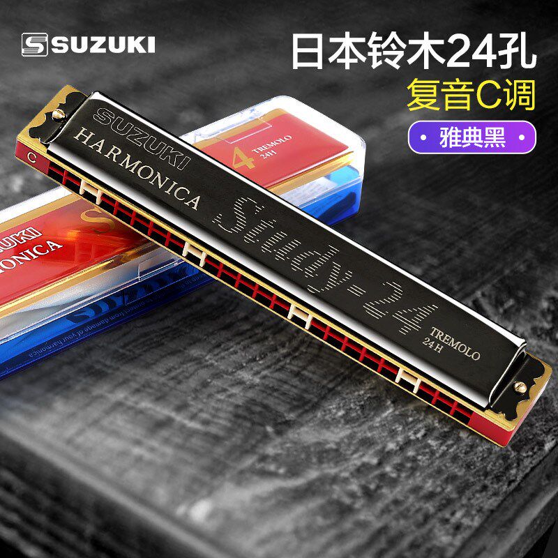 速发铃士口琴24孔复音C调高级男木门入初学者儿童学生专业演奏级