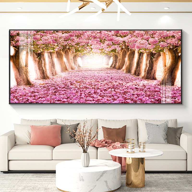 速发紫气东来装饰画客厅沙发背景墙上挂画树木画大幅晶瓷壁画图片
