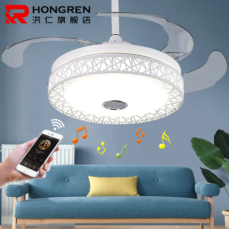 速发风扇铁蓝厅餐厅卧室鸟巢风扇灯创意客牙音乐灯艺风扇吊灯