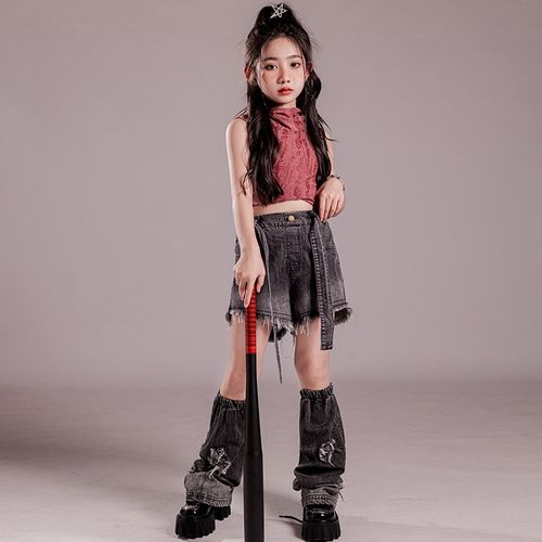 速发街废少儿潮服酷帅舞土风演出服hiphop服装孩爵士舞表演套装夏