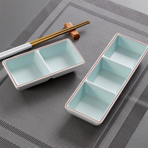 速发2025密胺三具咸菜碟子商用分格连格餐格三双味碟火锅酱料蘸料