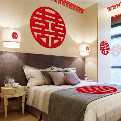 速发结婚喜装门贴套用婚房装饰大门一套创意绒布窗花剪纸婚庆字品