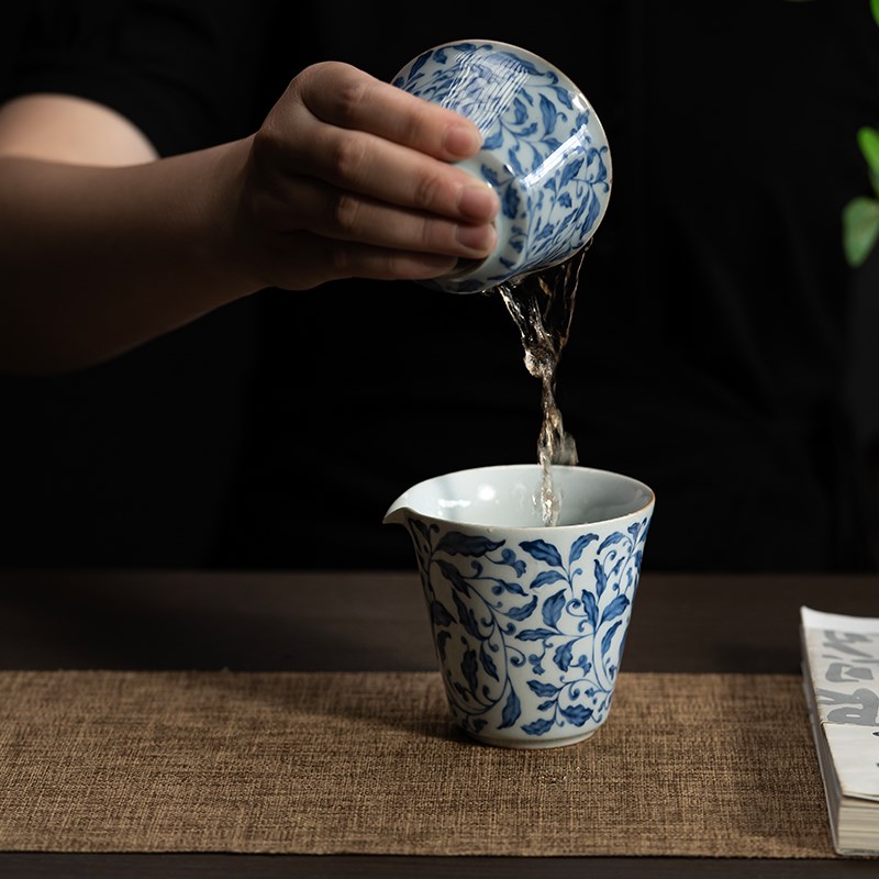 速发青花官窑公道杯均茶器分茶杯 家用茶具茶海公道杯茶道零配