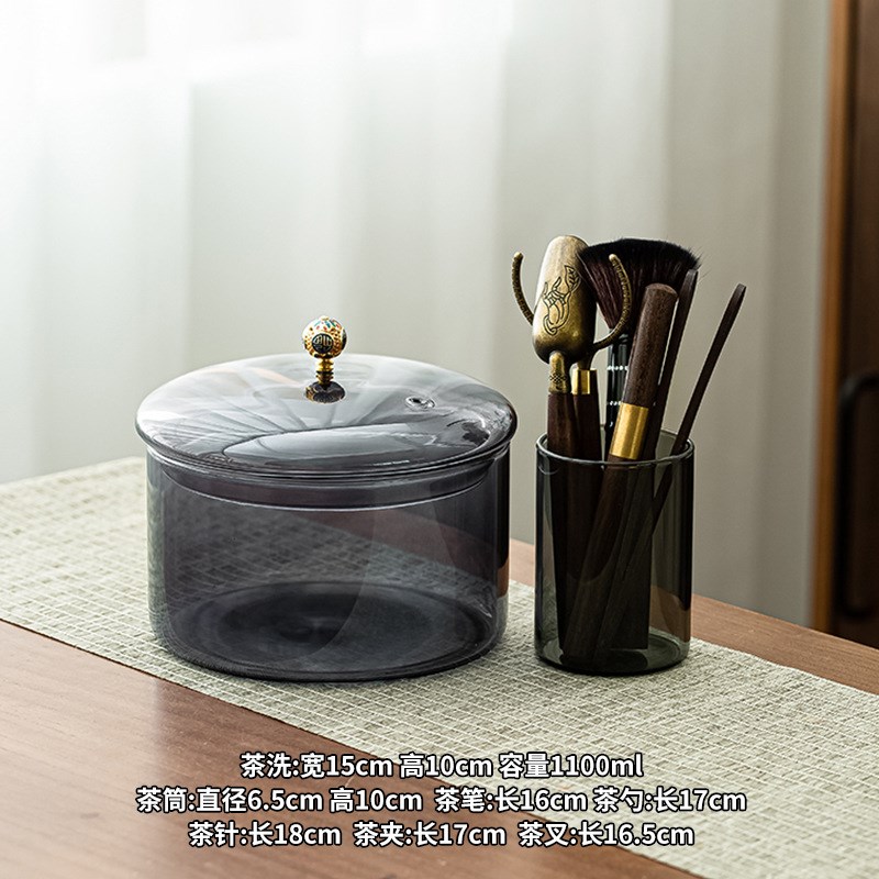 速发玻璃茶洗耐高温消带配大号煮茶杯器厚加茶道盖件功夫茶具简约