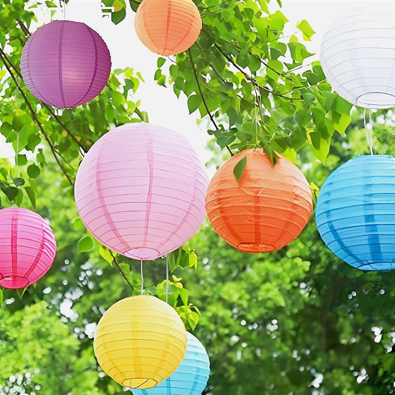 速发手工折叠灯婚礼灯笼酒店挂饰罩装饰中秋元宵节日式彩色纸灯笼