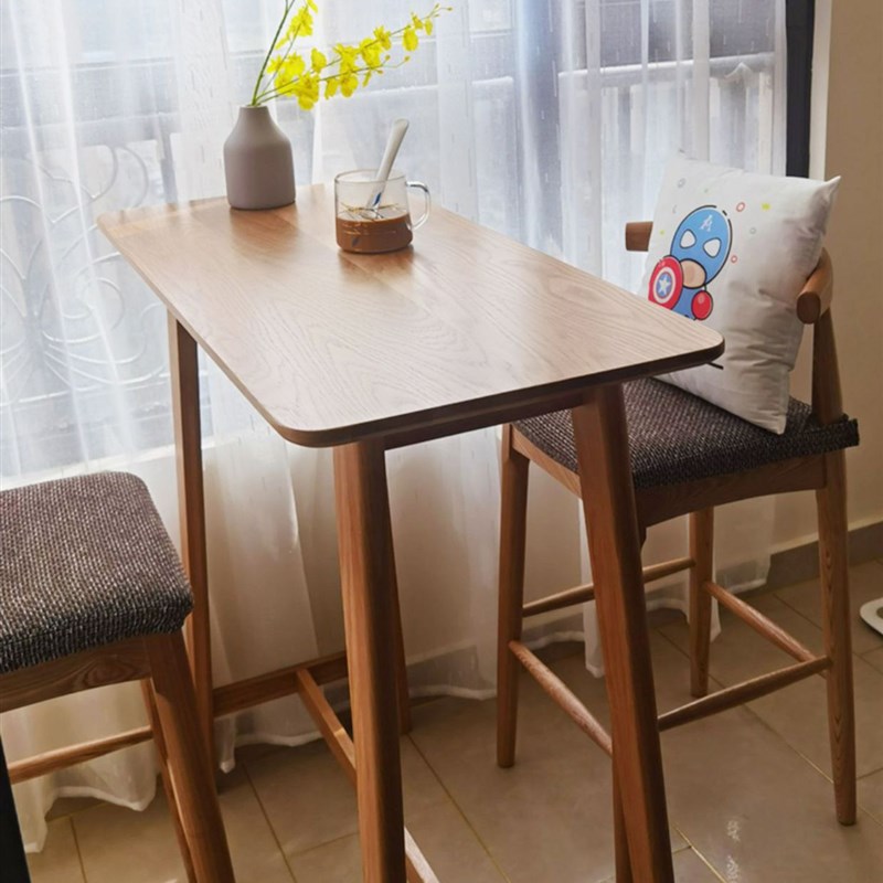 速发台吧台桌家用靠窗原木餐桌实条厨房客厅隔断家庭长木日式高脚