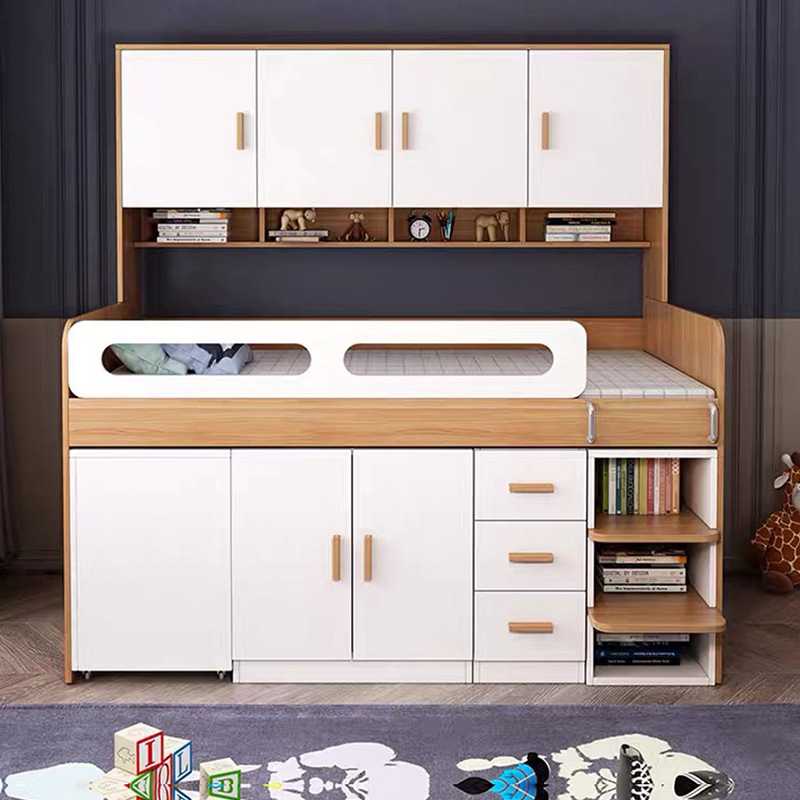 新款直销半高床女孩男孩公主床小户型中高床储物收纳儿童书桌衣柜