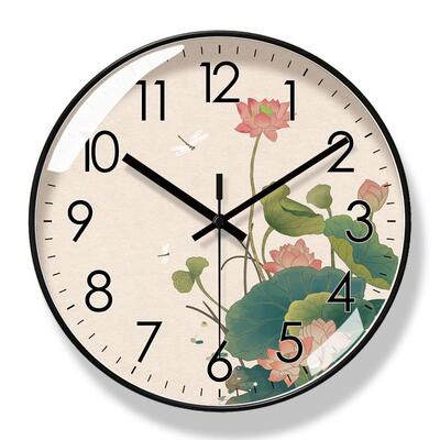 直销新款8181新中式挂钟客厅表挂墙钟表金竹挂表时钟静音扫秒石英