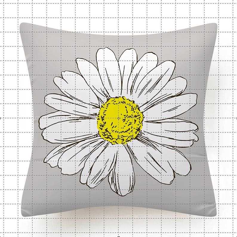 直销新款抱枕套亚马逊跨境 亚麻小雏菊浅灰色英文字母靠枕套