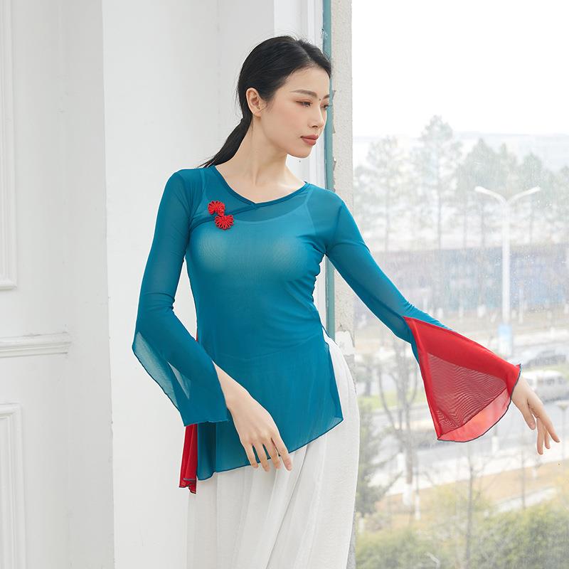 直销新款古典舞民族现代身韵舞蹈演出服中国舞练功服拼色上衣女艺