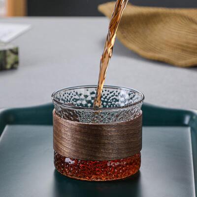 直销新款加厚玻璃主人杯单杯功夫茶杯喝茶杯子锤目纹茶杯品茶杯子