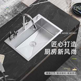 304不锈钢家用厨房洗碗池带刀架单槽银色纳米水槽洗碗洗 直销新款