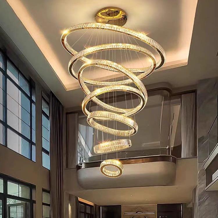 直销新款轻奢水晶吊灯客厅主灯餐厅卧室灯酒店别墅复式挑空大吊灯