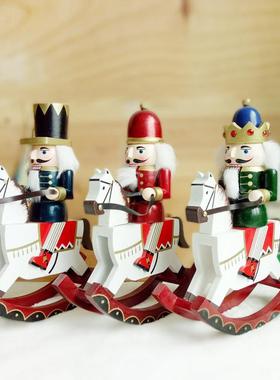 圣诞品木质胡桃夹子马N01115/73木偶士用兵桌面装饰摆件0CM摇套三