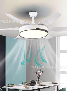 吊扇灯静吊音新款52寸客家用大尺寸厅风66143扇灯餐厅大风力带灯