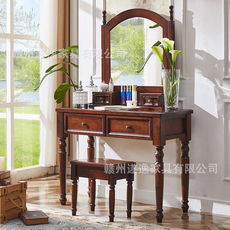 妆梳约台卧室式美式简化SY-885#妆台小型欧实木化妆桌复古简易迷
