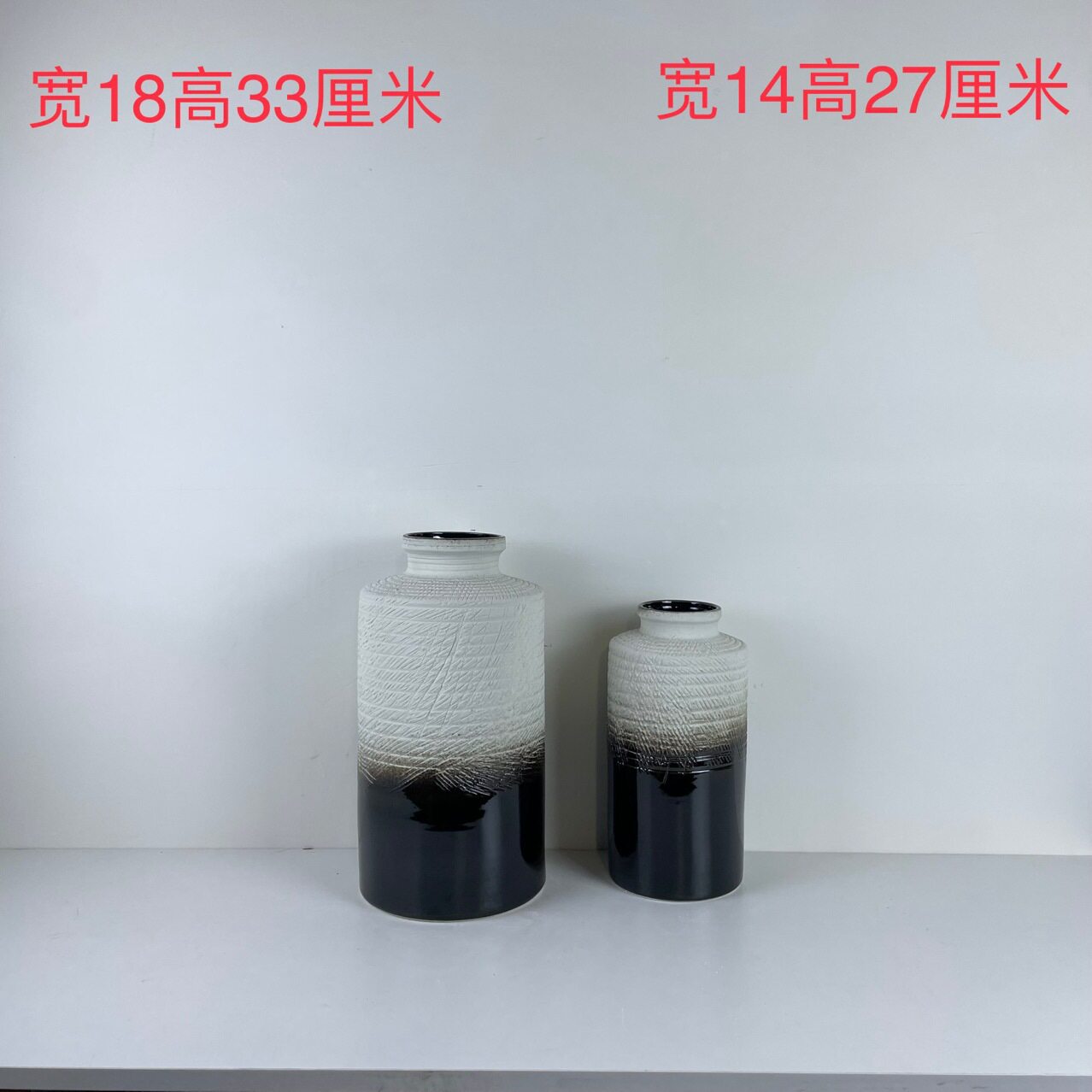 现代新中式手绘陶瓷圆形花瓶
