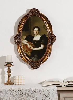 欧式宫廷古风装复饰民品宿墙上饰挂墙轻奢雕花相框椭F77687HM圆画