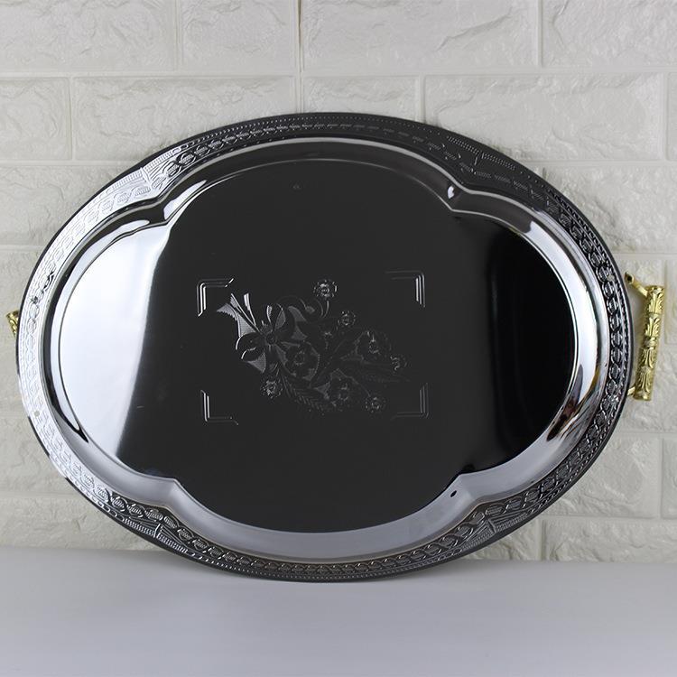 欧不锈钢圆椭AID果盘家用式派对甜点纳水果托盘酒店餐厅收托盘