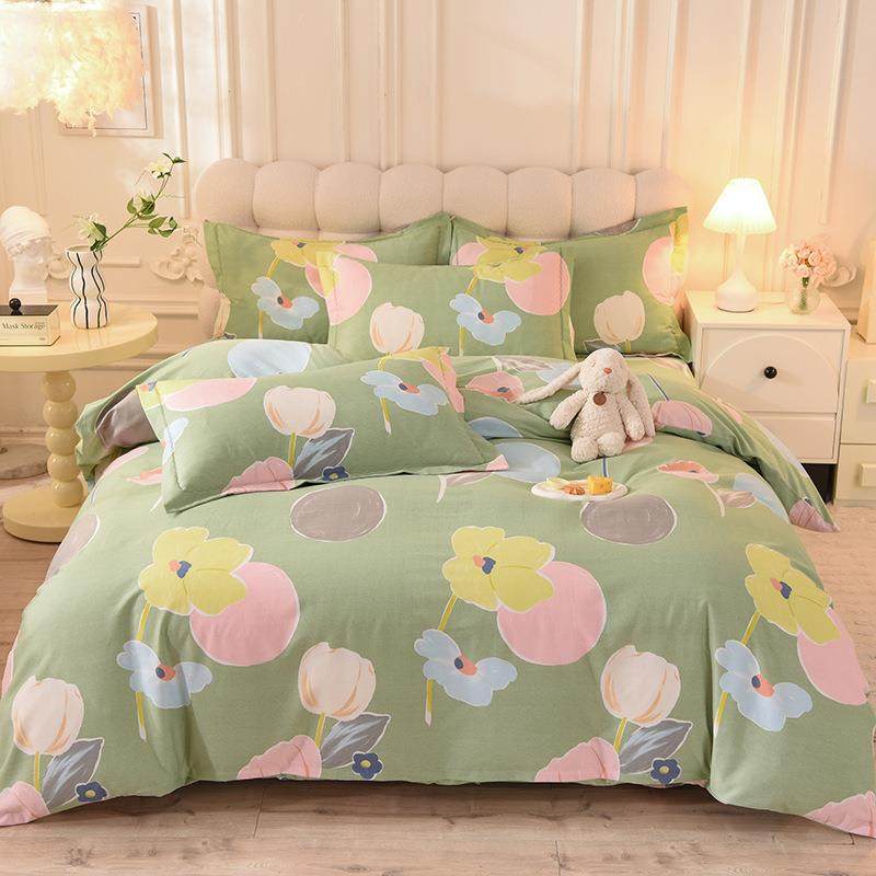 纯四DRU棉四件套全棉磨毛加厚学生宿款舍床单被床套罩高档笠季通