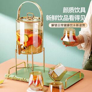 冷水壶带龙大容量耐头高温凉水饮壶家用56.水缸果茶果壶料桶汁玻