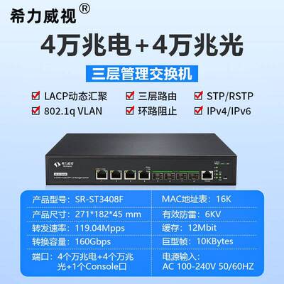 希力威视JUP万兆换机交4万兆电万光三层网4管vlan兆划分LACP链路