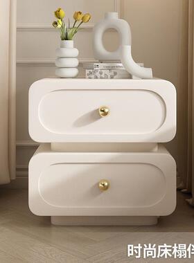 卧室家用11157轻现奢边奶实木床头柜简约代法式油风储物柜黑色皮