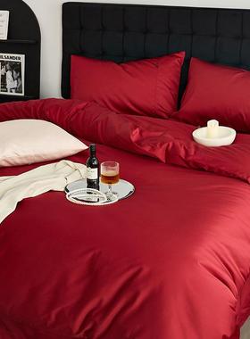 001支全棉简纯色双拼四件约套纯贡缎三件套LY61106被套床单床上棉