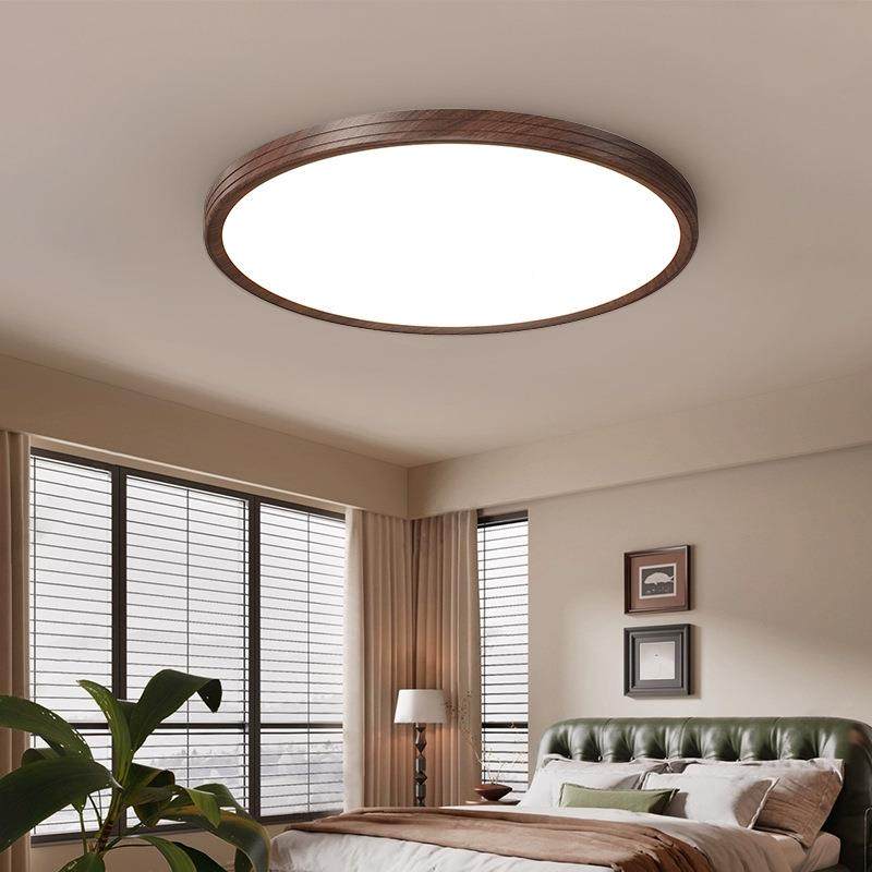 古木风吸顶灯超薄客厅餐厅吊灯胡桃色新款大厅主中灯山TIP灯具中