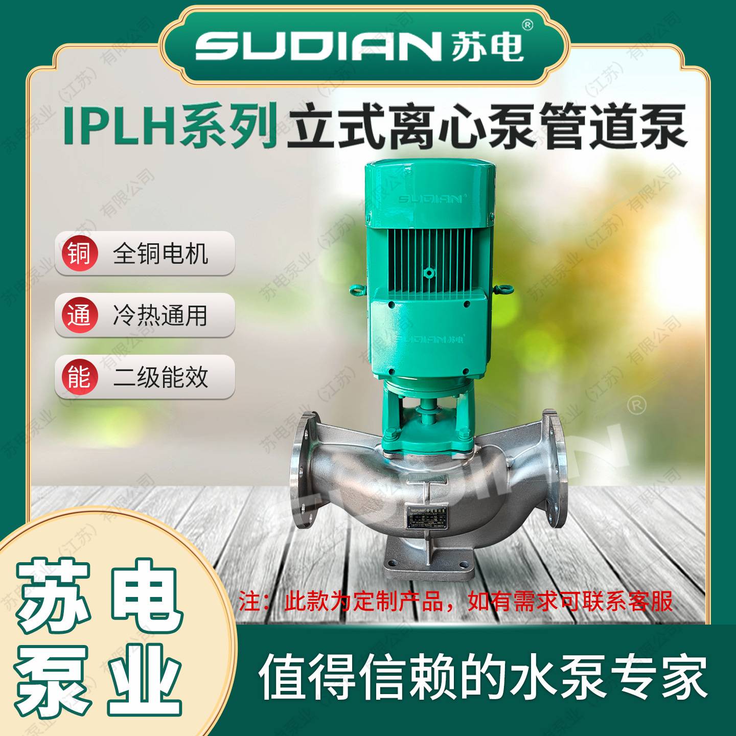 IPL80-200-15/2苏电泵业SUDIAN立式管道增压循环离心泵**