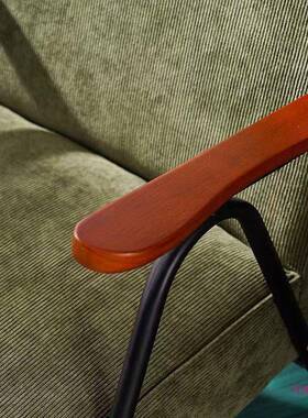 中古风白蜡木单拆人客沙发椅复古式可洗法厅酒店民宿休闲BL102181